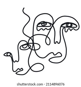 Abstract one line face. Minimalism. Cubism monochrome contemporary art. 