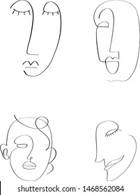 Abstract one line face, modern design, illustration, element for logo design