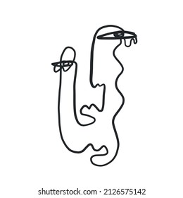 Abstract one line face. Trendy minimalism art. Contemporary drawing. Linear portrait style. Simple face. Logo design. Print for clothes, poster. 