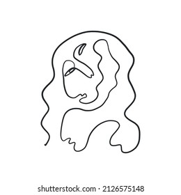 Resumen de una línea. Arte minimalista moderno. Dibujo contemporáneo. Estilo de retrato lineal. Cara simple. Diseño de logotipo. Imprimir para ropa, afiche. 