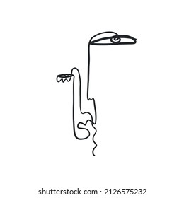 Abstract one line face. Trendy minimalism art. Contemporary drawing. Linear portrait style. Simple face. Logo design. Print for clothes, poster. 