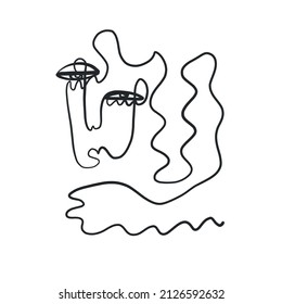Abstract one line face. Trendy minimalism art. Contemporary drawing. Linear portrait style. Simple face. Logo design. Print for clothes, poster. 