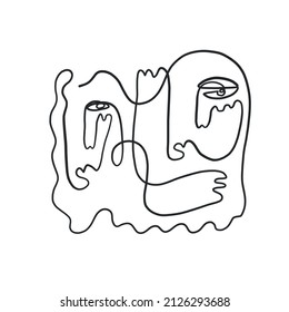 Abstract one line faces. Trendy design. 