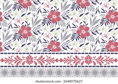 abstrato um padrão floral sem costura linha com borda, incluindo elementos botânicos e rosas contornos perfeitos para elegantes itens têxteis domésticos, como coberturas de travesseiro e desenhos de lençóis

