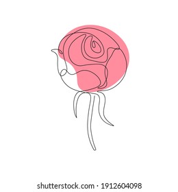 Abstract one line flower logo. Trendy peony drawing with organic shapes. Minimal botanical art illustration, simple vector sketch