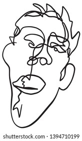 Abstract One Line Human Head Face Vector Illustration
