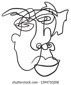 Abstract One Line Human Head Face Vector Illustration