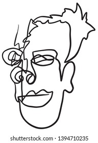 Abstract One Line Human Head Face Vector Illustration