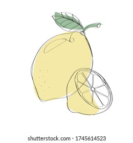Abstract One Line Lemons Illustration