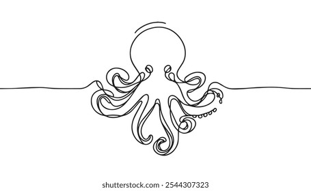 Un arte abstracto de pulpo de una línea 