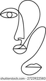 Abstractas retrato de una línea de dos caras para el arte y la decoración de pared estética minimalista moderna