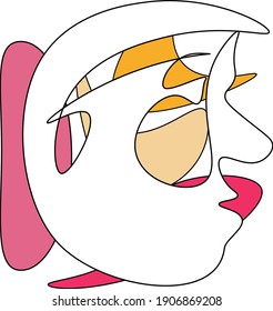 Abstract One man's face line drawing. Minimalist style portraits. Continuous line.