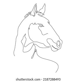 Resumen de un solo dibujo de la cabeza del caballo. Impresión de línea de arte para decoración de paredes, logo, huellas, afiches, medios sociales. 