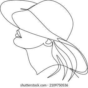 Abstract one single line minimalist drawing of a beautiful woman, vector illustration. Print for fashion, t-shirt, logo, salon logo concept. Modern continuous line draw graphic design