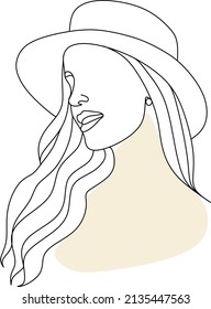 Resumen de un dibujo minimalista de una sola línea de una hermosa mujer, ilustración vectorial. Impresión para la moda, camiseta, logotipo, concepto de logotipo de salón. Diseño gráfico de dibujo continuo moderno