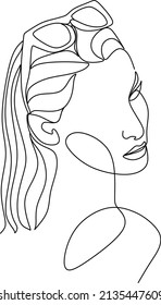 Abstract one single line minimalist drawing of a beautiful woman, vector illustration. Print for fashion, t-shirt, logo, salon logo concept. Modern continuous line draw graphic design
