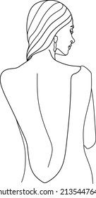 Abstract one single line minimalist drawing of a beautiful woman, vector illustration. Print for fashion, t-shirt, logo, salon logo concept. Modern continuous line draw graphic design