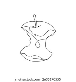 Abstract One-Line Apple Drawing with Stylized Core3