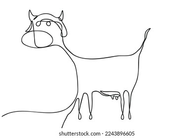 Resumen de una vaca de dibujo de línea continua.
