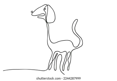 Abstrakter, kontinuierlicher Zeichenhund auf einer Linie.