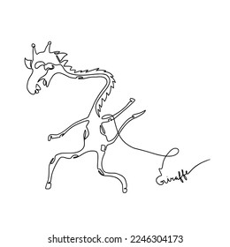 Abstract oneline continuous  drawing giraffe party dancing.