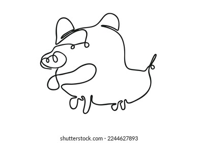 Abstract oneline continuous  drawing pig.