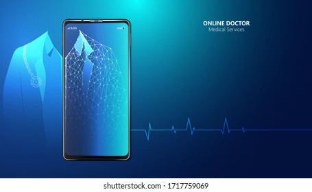 Abstract Online Doctor & Medical Services concept The current health care industry that has access to the internet And the online world Helping people gain access to treatment. Online.