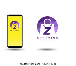 Abstract online shop logo design template with letter Z. Customized letter