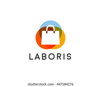 Logo de la bolsa de compras en línea. Comprar, vender, descuento, almacenar el logotipo vectorial. 