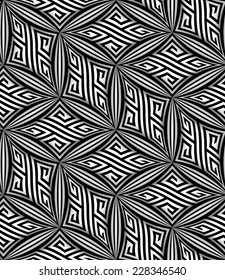 Abstract Op Art Black and White ZigZag Vector Seamless Pattern