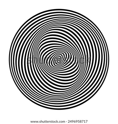 Abstract Op Art Circular Design with Whirl Movement and 3D Illusion Effect. Vector Illustration.