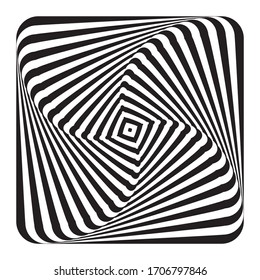 Abstract op art design element. Illusion of swirl movement. Lines texture. Vector illustration.
