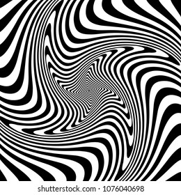 Abstract op art design. Illusion of whirl movement. Vector illustration.