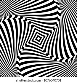 Abstract op art design. Illusion of torsion movement. Vector illustration.