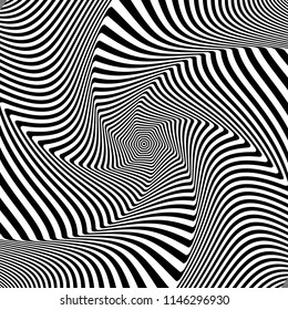 Abstract op art design. Illusion of whirl movement. Vector illustration.