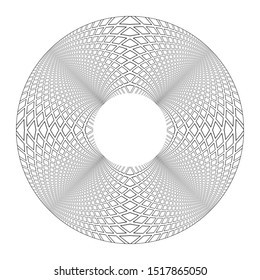 Abstract op art geometric design element. 3D illusion. Circle convex shape. 