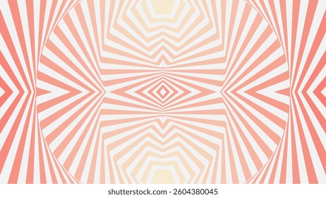 Abstract op art geometric pattern background featuring radiating lines in a modern warm color palette of orange hues.