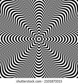 Abstract op art lines pattern with striped texture. Vector illustration.
