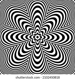 Abstract op art lines pattern with striped texture. Vector illustration.