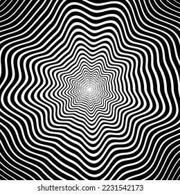Abstract Op Art Pattern. Wavy Lines Texture. Vector Illustration.