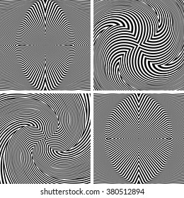 Abstract op art patterns. Textured backgrounds set. Vector art.