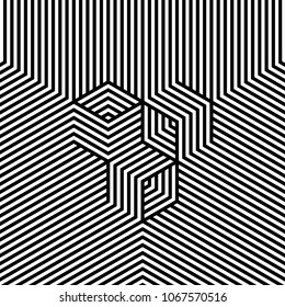 Abstract op art stripe line pattern background, vector illustration