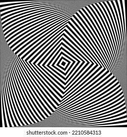 Abstract Op Art Striped Lines Pattern with 3D Illusion Effect. Vector Illustration.