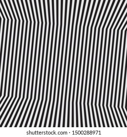 Resumen Estilo de Op Art, imagen digital con bandas de plegado psicodélicas, líneas distorsionadas 3D Diseño negro y blanco, fondo de arte óptico, rayas de cebra de textura animal, ilustración vectorial