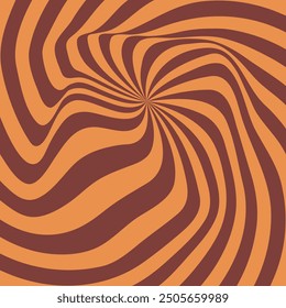 Abstract Op Art Swirl Chocolate Backdrop. Caramel Choco Pattern. Optical Illusion Background.