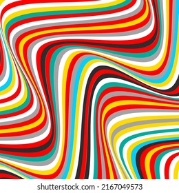 Abstract op art texture with wavy stripes. Creative background with distorted lines. Striped diagonal lines, design with distortion 