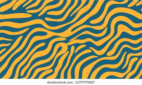 Abstract op art texture with wavy stripes. Tiger striped color. Zebra skin background. Vector zebra skin seamless pattern. Abstract organic shapes texture. Repeating background.