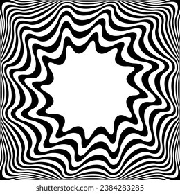 Abstract Op Art Wavy Lines Pattern with 3D Illusion Effect. Vector Illustration.