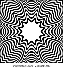 Abstraktes Op Art Wavy Lines Muster mit 3D Illusion Effect. Vektorgrafik.