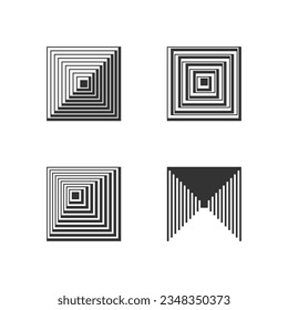Abstract op-art element. Abstract futuristic geometric shape from black and white squares.